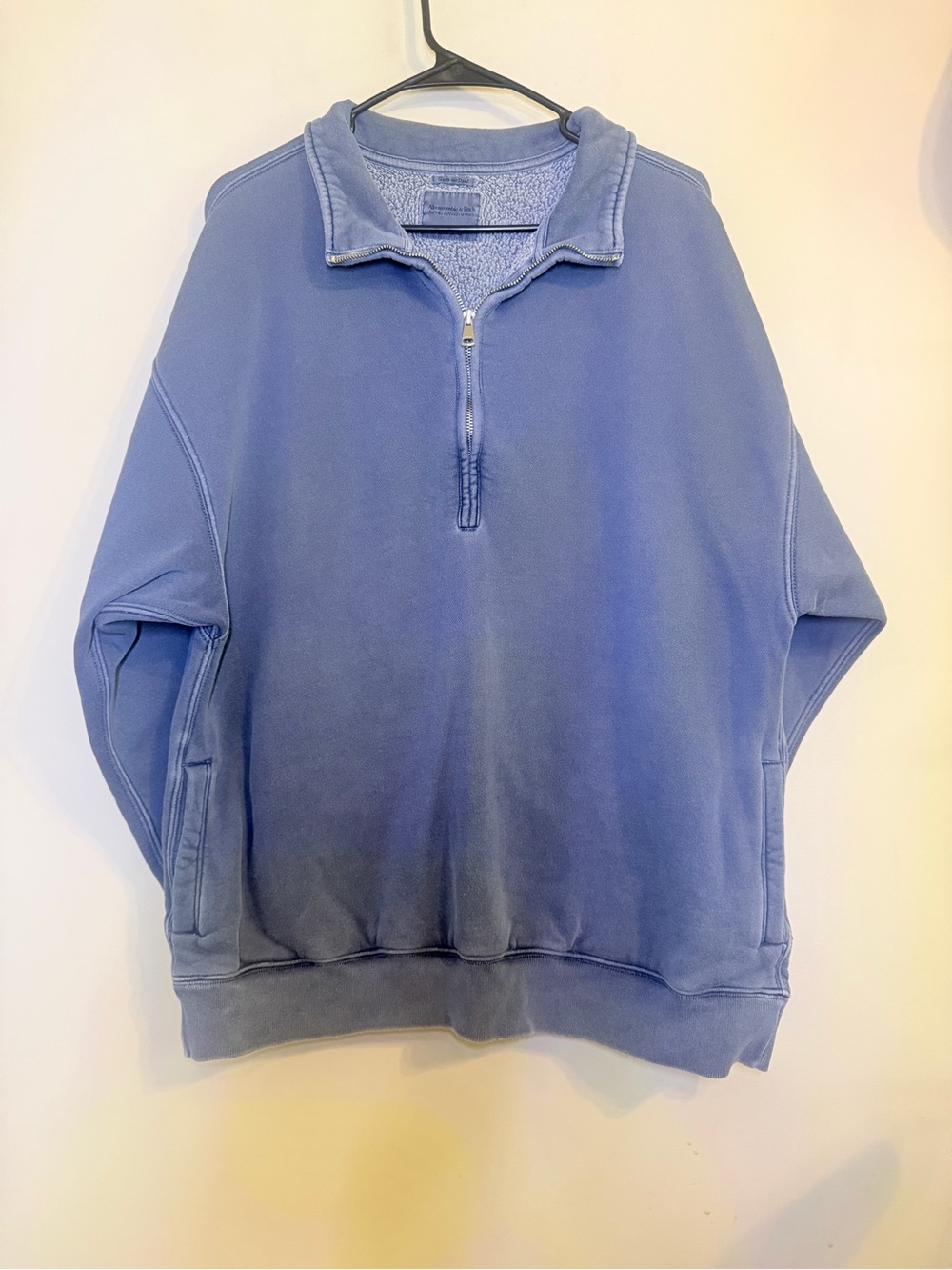 Abercrombie & Fitch Woman's Quarter-Zip Sweatshirt in Faded Blue
